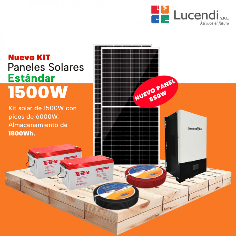 Lucendi Kit Solar ESTÁNDAR para Autoconsumo de 1.5kW con 1800Wh de  Almacenamiento, 120V, 2 Paneles